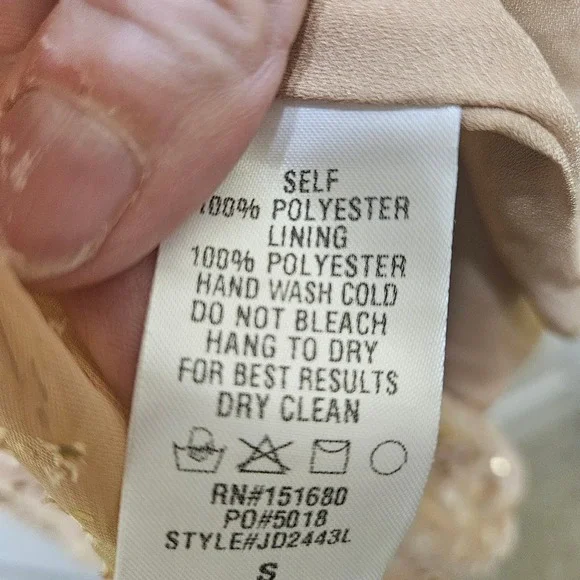 Storia Women Gold Flake Embroidered Dots Babydoll Puff Sleeve Mini Dress Small - Picture 7 of 10